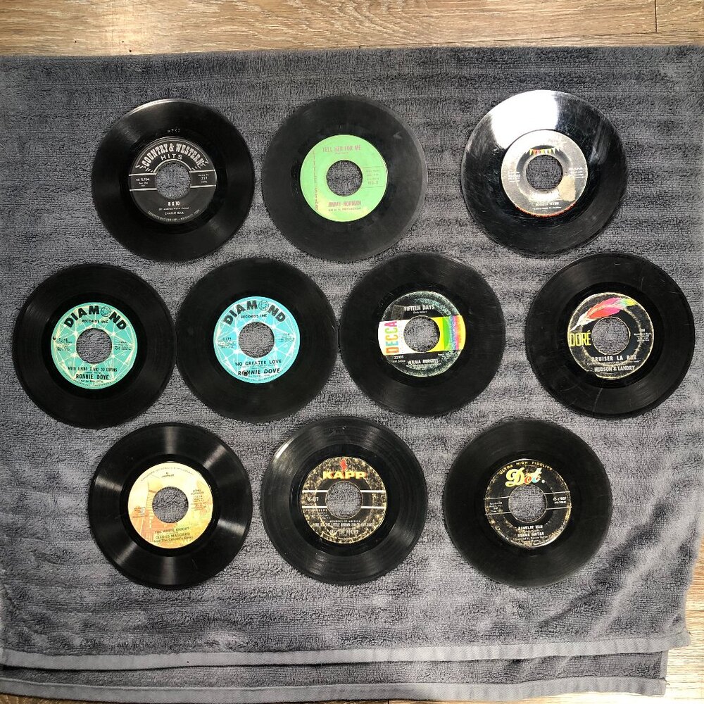 Country Vinyl 45 rpm Jukebox Record Lot of 10 1960's 1970's Western Soul Pop
